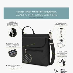Travelon Classic Black Anti-Theft Mini Shoulder Bag